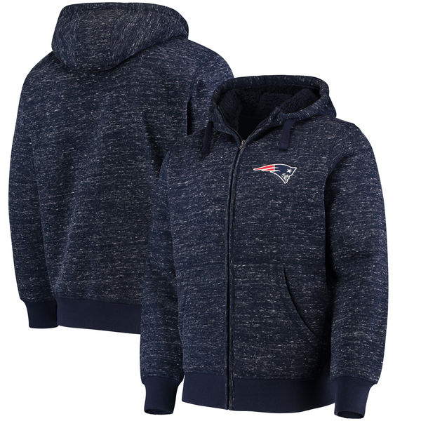 Men's New England Patriots G-III Sports by Carl Banks Heathered Navy Discovery Sherpa Full-Zip NFL Jacket